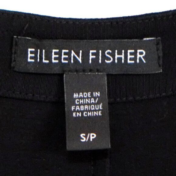 Eileen Fisher Curan black crepe drawstring waist button down dress S-M - Picture 7 of 8